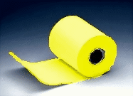 Immagine di Rotolo di carta per registratore di cassa, giallo 76mm / 60m (Ø 80mm), anima di 12mm